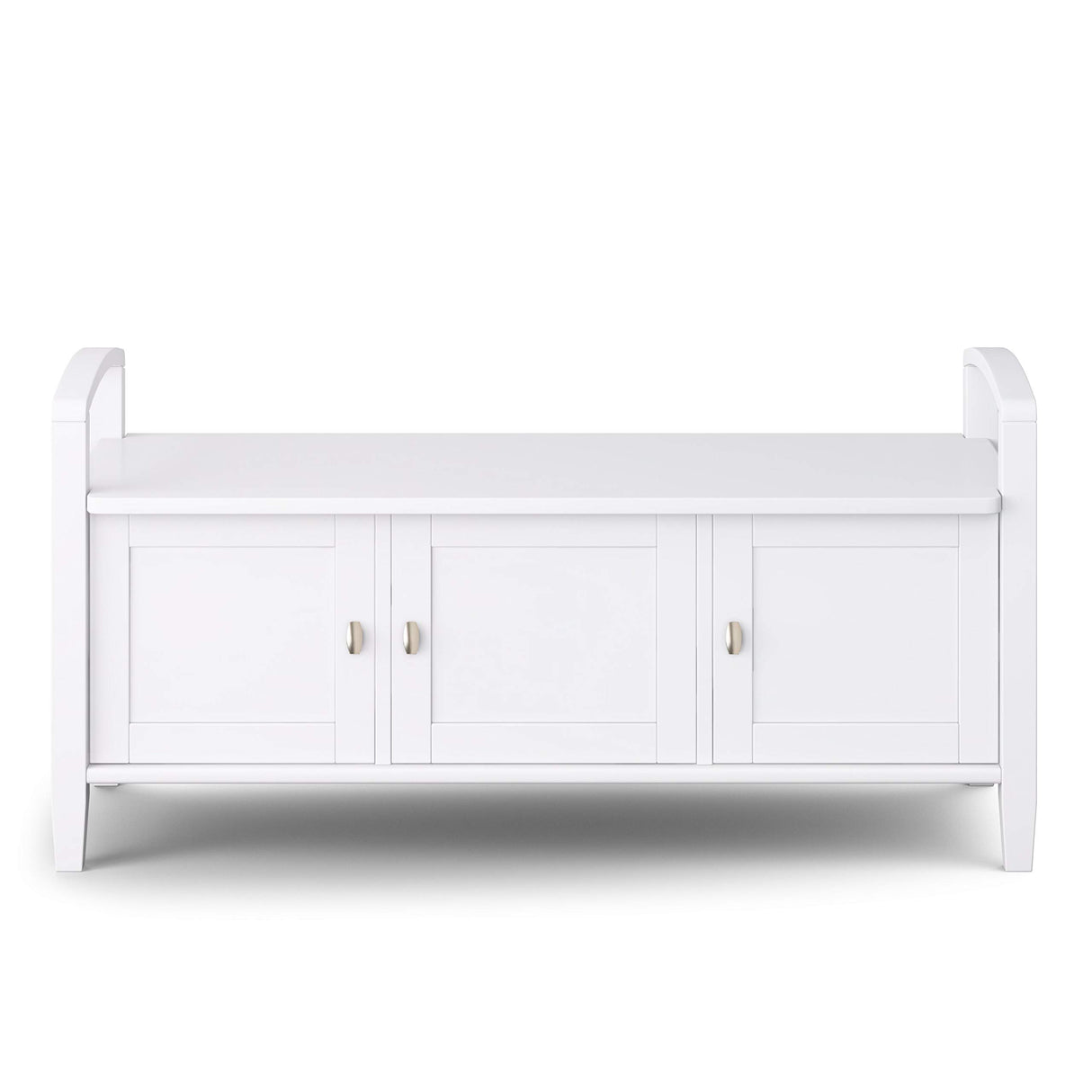 SIMPLIHOME Warm Shaker SOLID WOOD 44 Inch Wide Transitional Entryway Storage Bench in White, For the Living Room, Entryway and Family Room SIMPLIHOME