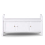 SIMPLIHOME Warm Shaker SOLID WOOD 44 Inch Wide Transitional Entryway Storage Bench in White, For the Living Room, Entryway and Family Room SIMPLIHOME