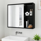 Giantex Medicine Cabinet, Bathroom Wall Cabinet with Mirror Door, 2 Adjustable Shelves, 2 Open Shelves, Vanity Mirrored Cabinet, Over The Toilet Storage Cabinet for Laundry Room Entryway, Black Giantex