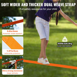 VEVOR Ninja Warrior Obstacle Course for Kids, 1 x 50 ft Weatherproof Slacklines, 500lbs Weight Capacity Monkey Line, Outdoor Playset Equipment, Backyard Toys Training Equipment Set with 10 Obstacles VEVOR