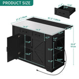 YITAHOME Kitchen Island with Drop Leaf, 47 Inch Mobile Stroage Islands with Stainless Steel Top, Rolling Island Table with Power Outlet, Adjustable Shelves, Spice Rack, Towel Rack for Kitchen, Black YITAHOME