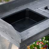 Outsunny 36'' Wooden Potting Bench Work Table with 2 Removable Wheels, Sink, Drawer & Large Storage Spaces, Gray Outsunny