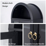 TDLEAYYD Arched Wall Cabinet with Glass Door, Arch Display Wall Mounted Cabinet, Farmhouse Wall Cabinet with Shelves for Living Room, Bathroom, Kitchen (Black) TDLEAYYD
