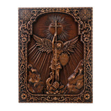 QIADGE Archangel Michael in the Cross Wall Hanging Wooden Carved Home Decor Plaque Personalized Crafts Christian Gift Idea (13.7 * 10.7 in) QIADGE
