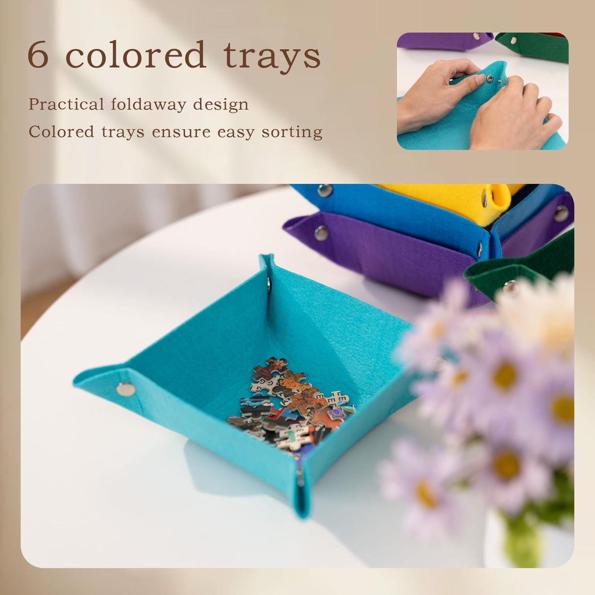 1500 Pieces Jigsaw Puzzle Board, Foldable Puzzle Mat with Non-Slip Surface & 6 Sorting Trays, 36.6" x 25.2"Portable Jigsaw Board with Dustproof Cover Puzzle Pad Jigsaw Saver for Adults