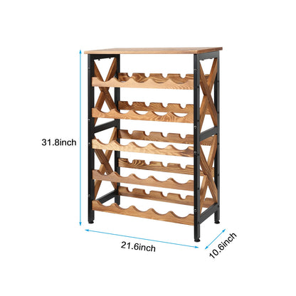 LUMAMU 25 Bottle Wine Rack Freestanding Floor Rustic Wine Holder Stand 5 Tier Wobble-Free Tall Wine Racks Wine Large Display Storage Shelf for Cellar - WoodArtSupply