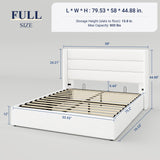 Allewie Full Size Velvet Lift Up Storage Bed, Modern Wingback Headboard, Hydraulic Support, No Box Spring Needed, White Allewie