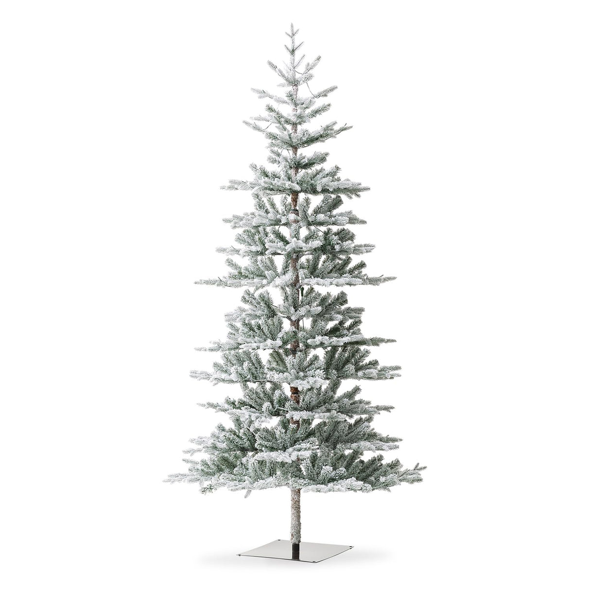 Glitzhome 8ft Deluxe Pre-Lit Flocked Fir Artificial Christmas Tree, Hinged Holiday Xmas Tree with 450 Warm White Lights, Three Function, Easy Assembly Glitzhome