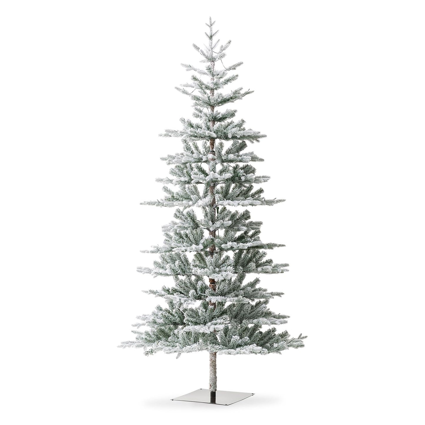 Glitzhome 8ft Deluxe Pre-Lit Flocked Fir Artificial Christmas Tree, Hinged Holiday Xmas Tree with 450 Warm White Lights, Three Function, Easy Assembly