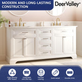Deer Valley 72'' Bathroom Vanity with Double Sink Top, Pre-Assembled Modern Wood Bathroom Cabinet Sink Combo with Backsplash, Soft Closing Doors, Multifunctional Storage Space Vanity (White) Deer Valley