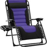 Best Choice Products Oversized Padded Zero Gravity Chair, Folding Outdoor Patio Recliner, XL Anti Gravity Lounger for Backyard w/Headrest, Cup Holder, Side Tray, Polyester Mesh - Black/Purple Best Choice Products