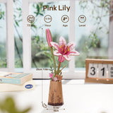 ROBOTIME 3D Puzzle Wooden Flower Pink Lily DIY Model Kit to Build for Adults Artifical Bouquet Collection Craft Brain Teaser Puzzle Creative Gift Home Decor ROBOTIME