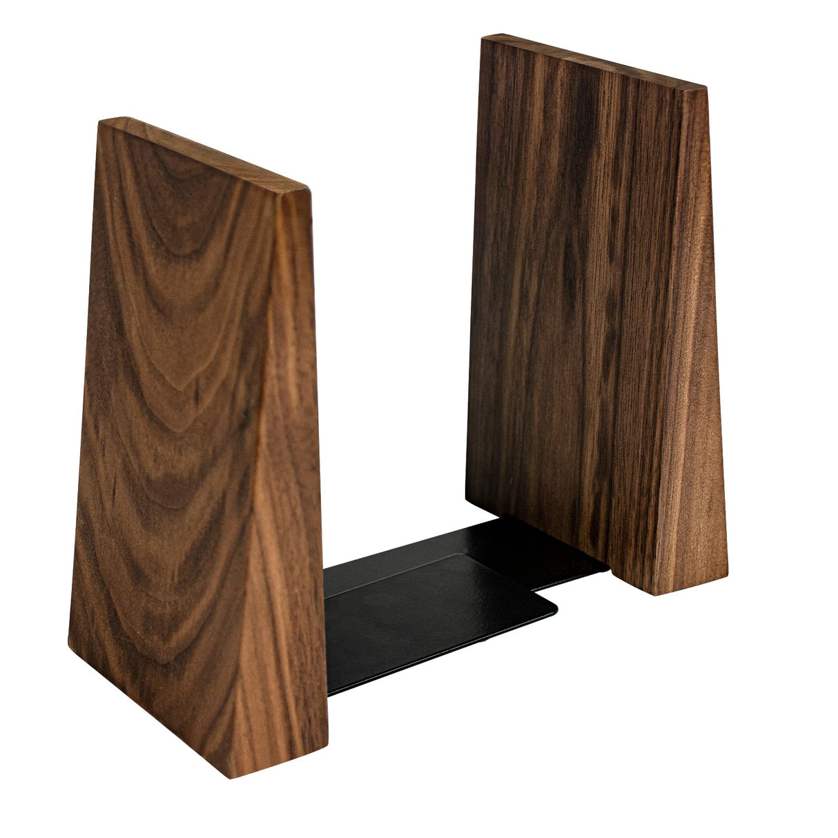 Luxdecor Wood Bookends Hold Heavy Books- Walnut Bookends for Office, Sturdy Bookends for Desk Non Skid, Decorative Walnut Wood Bookends Large, 2pack Triangle Wood Book Ends Luxdecor