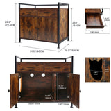TC-HOMENY Cat Litter Box Enclosure Cabinet Storage Wooden Hidden Cat Washroom Furniture with 2 Doors, Drawers TC-HOMENY