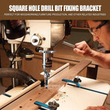 Square Hole Drill Bit Adapter and 4 pcs Square Hole Drill Bits, Easy Installation and Disassembly Mortising Attachment for Drill Press, Mortise Machine, Power Tool Accessory for Drill Machines Yuqutum
