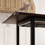 Feonase 7-Piece Dining Table Set with 6 Stools, 63 Inch Extendable Kitchen Table for 4-8, Kitchen Room Set with MDF Board & Metal Frame, Farmhouse Table, Space-Saving, Espresso Feonase