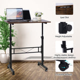 Standing Desk Adjustable Height, Mobile Stand Up Desk with Wheels Small Computer Desk Rolling Desk, Portable Laptop Desk Rustic Standing Table Sit Stand Home Office Desks 16"x31.5" Height 27"-43.5" KLSMYHOKI