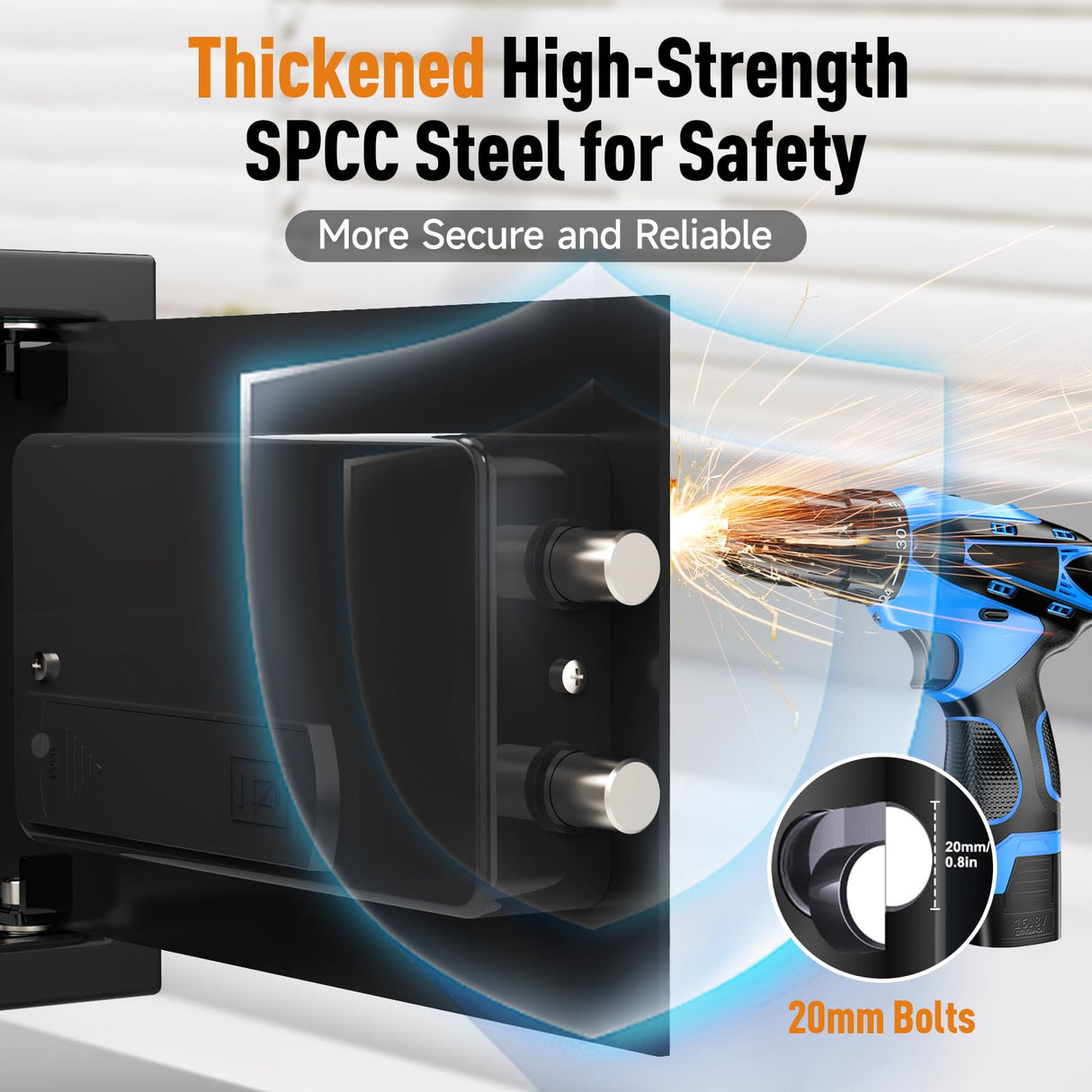 <1.2 cu.ft.>Goldenkey Steel Home Safe Box with Electronic Keypad, Document Safe with Removable Shelf, Personal Safe Box Perfect for Guns, Laptop for Office, Hotel, 11.81"D x 14.96"W x 11.81"H GOLDENKEY