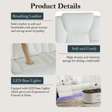 JBXBER Power Recliner Sectional Sofa Set, White Leather Sectional Couch for Living Room, L Shape Reclining Sofa with Led Lights, Cup Holder, Pull-Down Table for Home/Office(6 Seat) JBXBER