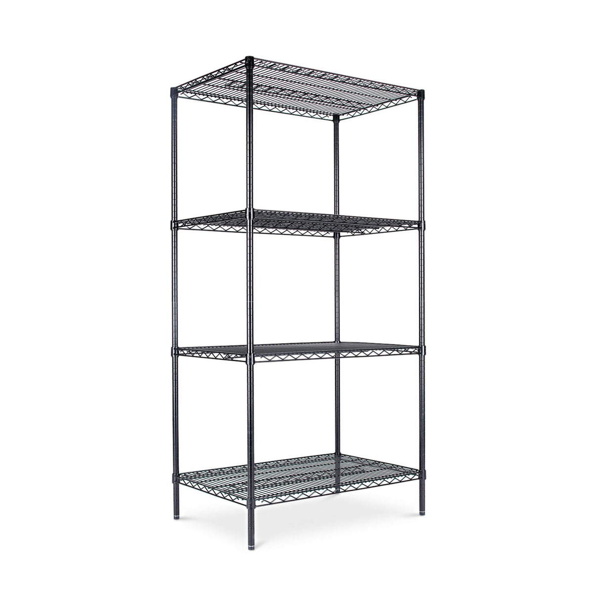 Alera ALESW503624BL 36 in. x 24 in. x 72 in. NSF Certified Industrial Four-Shelf Wire Shelving Kit - Black Alera