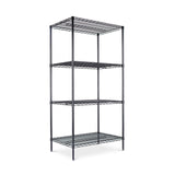 Alera ALESW503624BL 36 in. x 24 in. x 72 in. NSF Certified Industrial Four-Shelf Wire Shelving Kit - Black Alera