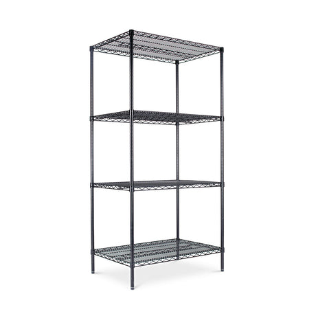 Alera ALESW503624BL 36 in. x 24 in. x 72 in. NSF Certified Industrial Four-Shelf Wire Shelving Kit - Black Alera