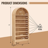 IFBUY 71" Tall Arched Bathroom Storage Cabinet, 7-Tier Modern Farmhouse Storage Cabinet with Adjustable Shelves, Wood Freestanding Cabinet for Bathroom, Living Room, Entryway, Hallway (Natural) IFBUY