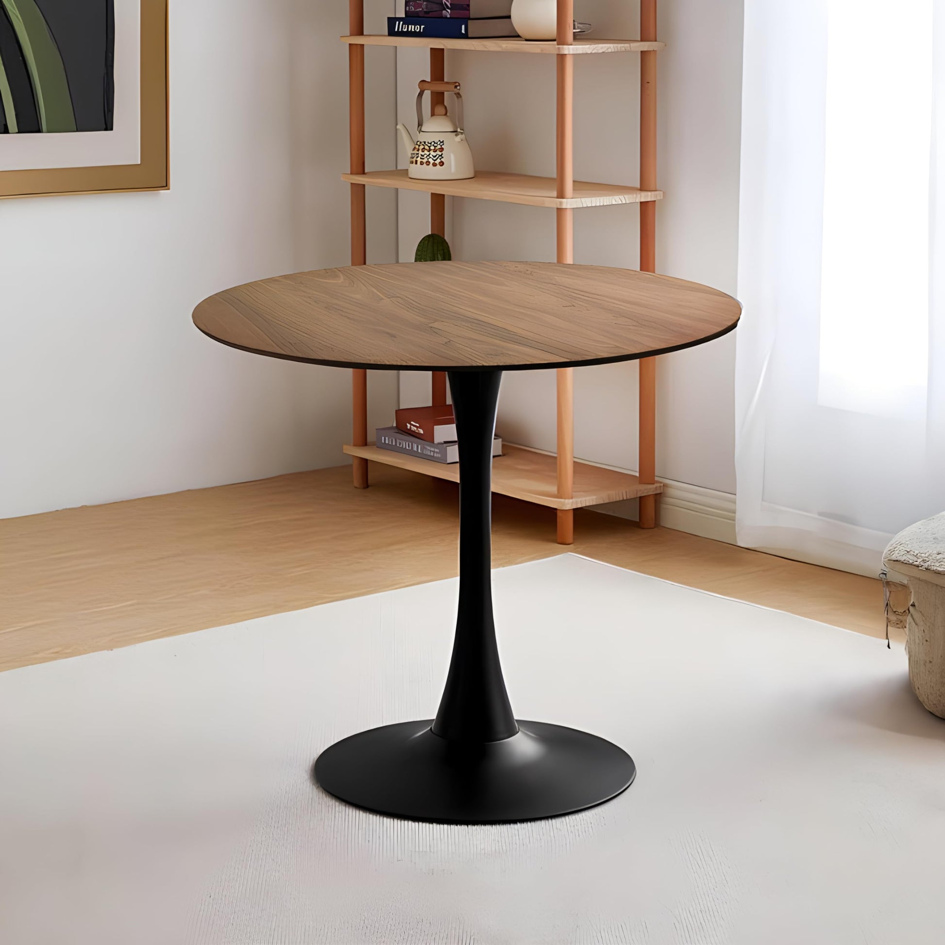 Walnut Round Tulip Dining Table – Mid-Century Style for 2-4 People - WoodArtSupply