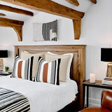 Vfuty Pack of 2 Farmhouse Throw Pillow Covers for Couch Sofa Decorative Faux Leather Square Cushion Cover Tribal Stripe Accent Pillow Case 18 x 18 Inch,Black Vfuty