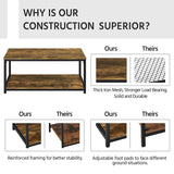 Yaheetech 2-Tier Coffee Table, Industrial Wood Coffee Table with Storage Shelf for Living Room, Rectangle Side End Table with Metal Frame, Rustic Brown Yaheetech