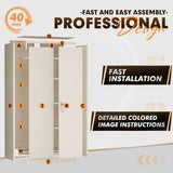 Bonusall Tall Metal Storage Lockers,71 inch Locking Steel Cabinet with Lock,Lockable Storage cabinets with 2 Doors and 4 Shelves,Utility Cabinet for Office,Garage,Warehome,Basement(Beige) Bonusall