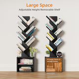 SHEEPAM 10 Tier Tree Bookshelf,Floor Standing Wood Tall Bookcase for Narrow Space, Storage Organizer Bookshelves for Books, Book Case for CDs/Movies/Books,Home Office,Living Room, Bedroom SHEEPAM