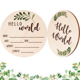 Baby Announcement Sign for Newborn - Beautiful Double-Sided Hello World Name Sign for Hospital Birth Announcement, The Perfect Round Wooden Welcome Giftacity