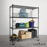 CAPHAUS 4-Tier Commercial Grade Heavy Duty Adjustable Height Wire Shelving w/Wheels & Leveling Feet, Storage Metal Steel Shelf, Garage Shelving CAPHAUS