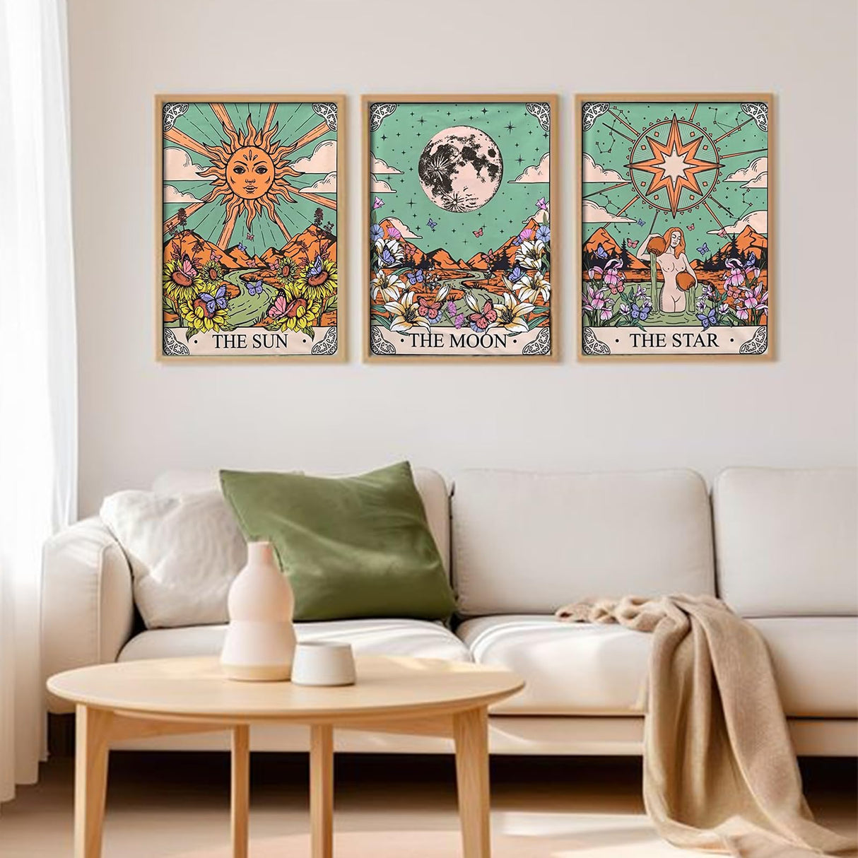 AIBOERL 3 Pack Tarot Diamond Art Kits for Adults,Tarot 5D Full Diamond Round Diamond Painting Kits for Beginners,Stars Sun Moon Theme DIY Full Drill with Diamond Gem Art, Home Wall Decor 12x16Inch AIBOERL