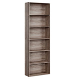FOTOSOK 6-Tier Oak Open Bookcase – Stylish Freestanding Storage for Living Room, Bedroom & Office FOTOSOK