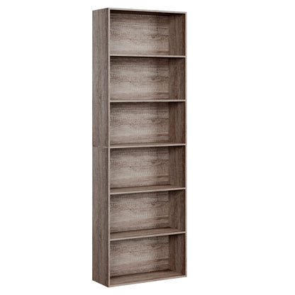 FOTOSOK 6-Tier Oak Open Bookcase – Stylish Freestanding Storage for Living Room, Bedroom & Office - WoodArtSupply