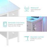 Lufeiya White Computer Desk with Fabric Drawers & Storage Shelves, 47 inch Home Office Desk with Monitor Stand, Gaming Desk with LED Lights and Power Outlets, White Lufeiya