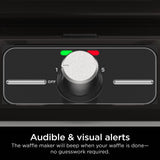 Ninja BW1000C Belgian Waffle Maker, Nonstick, 5 Shade Settings, Easy to Clean, Black/Silver, 12 inch Ninja