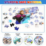 Puzzles for Kids Ages 4-8,Kids Puzzles in a Metal Box,Winter Princess Snowman Puzzles,Kids Boys Girls Learning Educational Puzzles Packed in Tin Box,60 Pieces wieewg