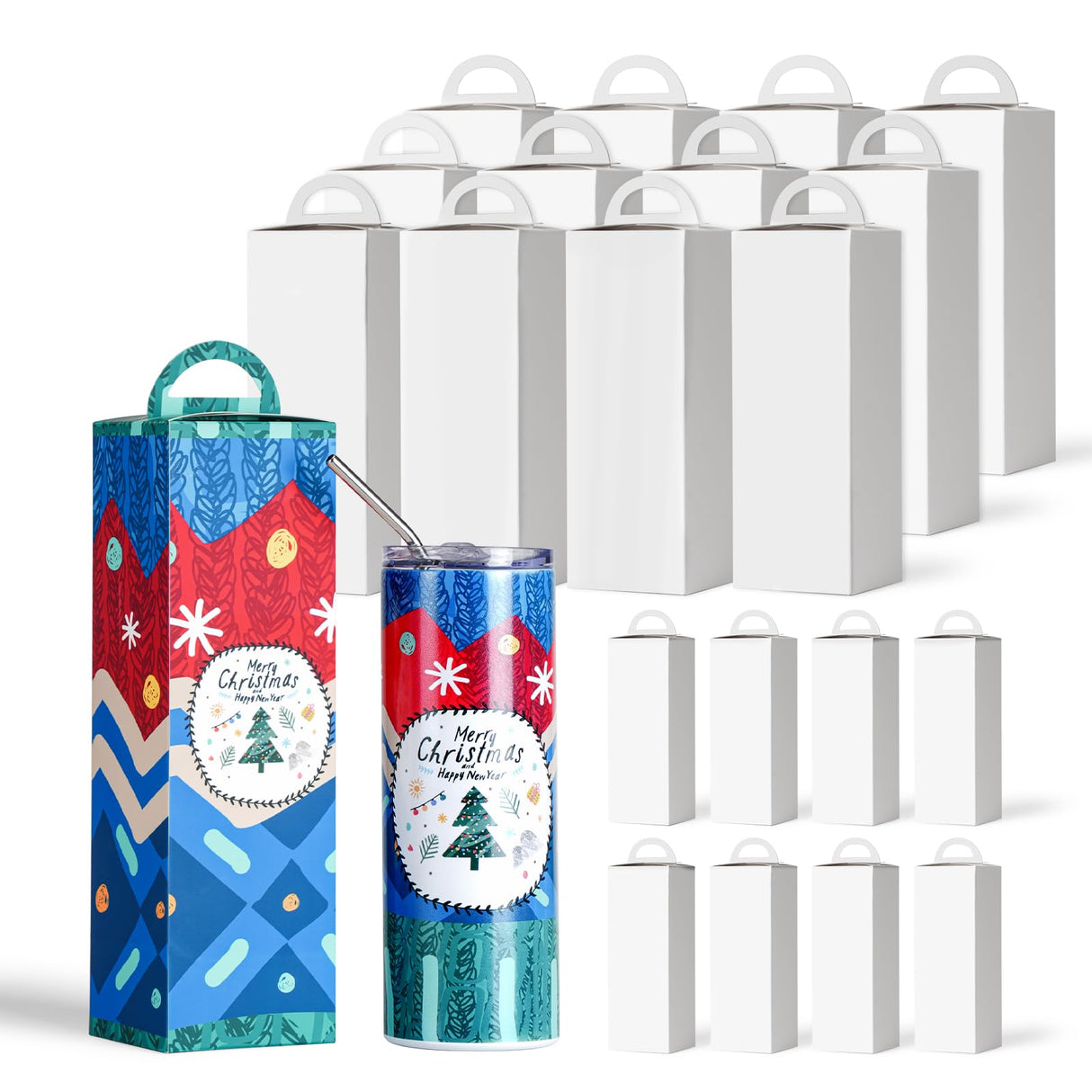 PYD Life 20 Pack Sublimation Tumblers 20 OZ Gift Boxes Blanks Matte White 3.15" x 3" x 11.8" 20 OZ Sublimation Skinny Tumblers Packing Boxes Blanks for Heat Press Transfer PYD Life