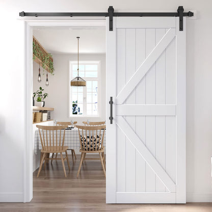 EaseLife 36in x 84in Sliding Barn Door with 6.6FT Barn Door Hardware Track Kit Included,Solid LVL Wood Slab Covered with Water-Proof & Scratch-Resistant PVC Surface,DIY Assembly,Easy Install, - WoodArtSupply