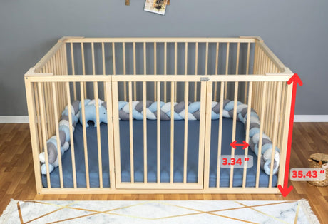 Montessori Floor Bed Full Size 54x75" / Height 38.58'' | Pine Tree Toddler Bed Frame, Wood Bed Frame | Gift For Kids Room Decor Special Bed (Full) Generic