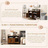 Giantex Cat Litter Box Enclosure - Cat Washroom Hidden Furniture with Front Entry, Cat Scratcher, 2-Door Storage Cabinet, 2 Compartments, Air Vents, Metal Frame, Wooden Pet Crate House (Rustic Brown) Giantex
