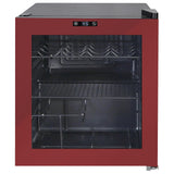 West Bend Beverage Cooler Refrigerator 15 Wine Bottle/60 Can Capacity, Glass Door, 17-Inch Wide Freestanding, Adjustable Thermostat Control, 1.6-Cu.Ft, Burgundy West Bend