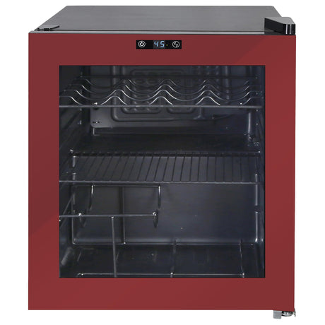 West Bend Beverage Cooler Refrigerator 15 Wine Bottle/60 Can Capacity, Glass Door, 17-Inch Wide Freestanding, Adjustable Thermostat Control, 1.6-Cu.Ft, Burgundy West Bend