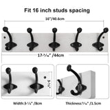 WEBI Rustic Coat Rack Wall Mount,5 Cast Iron Hooks,Coat Hooks Wall Mounted,Heavy Duty Antique Vintage Hooks for Hanging Coats,Jacket,Clothes,Black on White WEBI