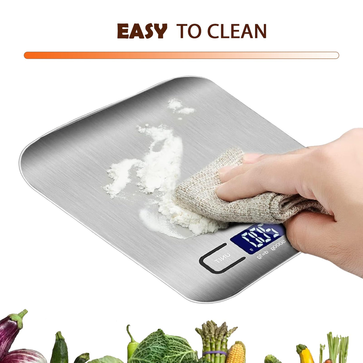 Food Scale with USB Rechargeable, 11lb Digital Kitchen Scale Weight Grams and oz for Baking Cooking, Stainless Steel and Tempered Glass Waterproof Body, 1g/0.1oz Precise Graduation AiScrofa