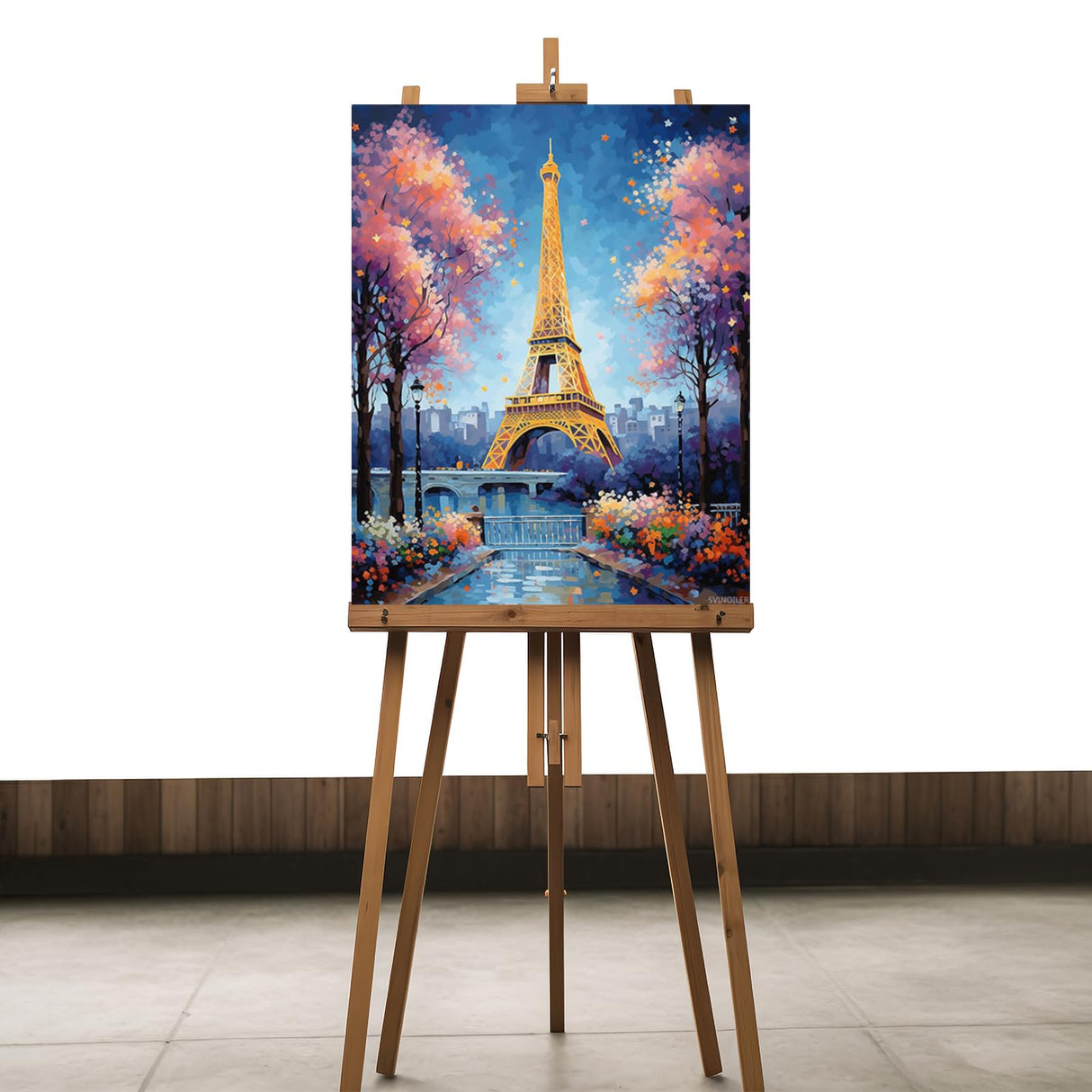 SVINOILER Paint by Numbers Paris Tower for Adults, Acrylic Oil Painting by Numbers Kits for Beginner with Paintbrushes Brushes Paintwork Art Canvas for Home Decor 16x20 inch SVINOILER