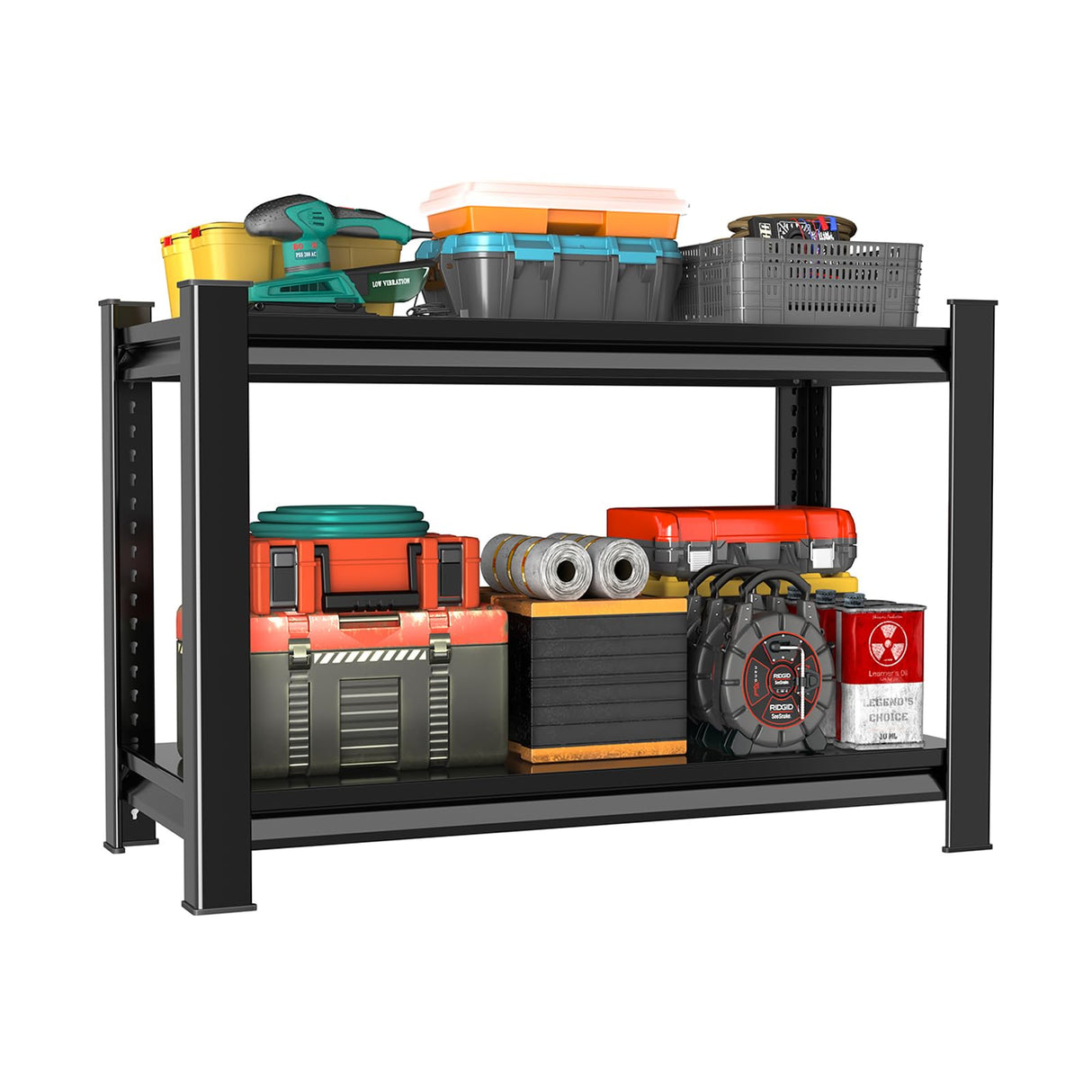 Rufokisa 40" W 2-Tier Garage Shelving Heavy Duty, 1000LBS Loads Garage Storage Shelves, Metal Shelving Units and Storage Racks, Industrial Utility Shelf Heavy Duty,40" Wx16 Dx36 H, Black Rufokisa